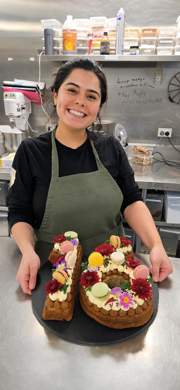 Tortas de número con macarons